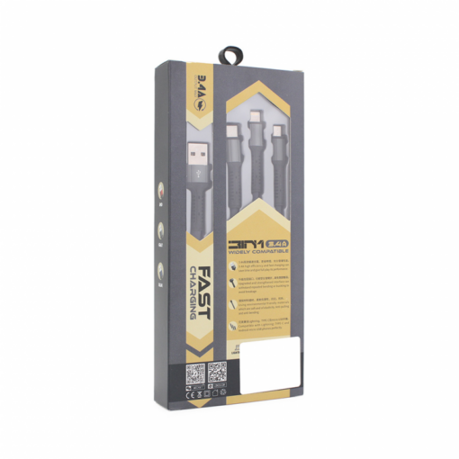 Data kabl LDNIO LC93 za iPhone lightning/Micro USB/Type C sivi 1.2m - Image 2