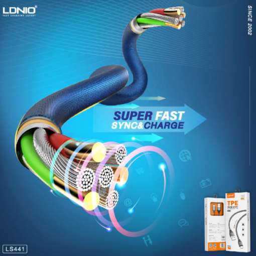 Data kabl LDNIO LS441 iPhone lightning sivi 1m - Image 5
