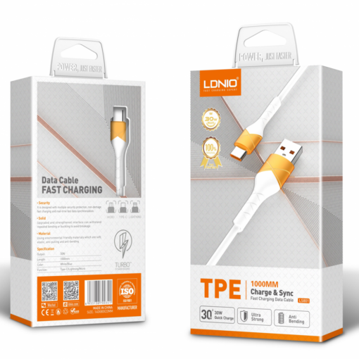 Data kabl Ldnio LS801 30W Fast Type C beli 1m - Image 3