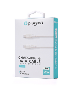 Data kabl Pluginn PI-PD 60W Type C na Type C beli 1m