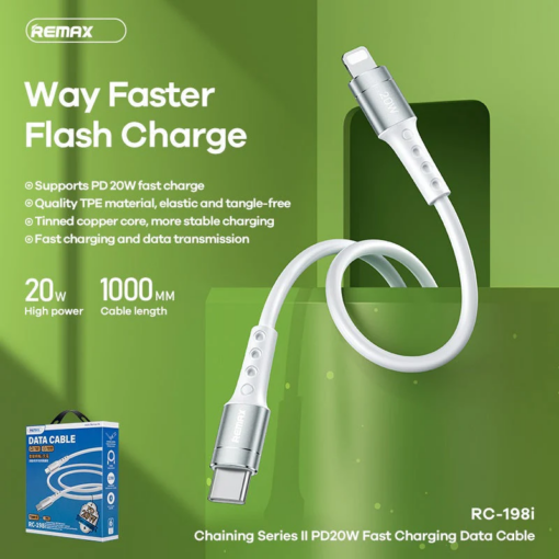 Data kabl REMAX Chaining Series II PD 20W Fast Charging RC-198i Type C na iPhone lightning beli - Image 2