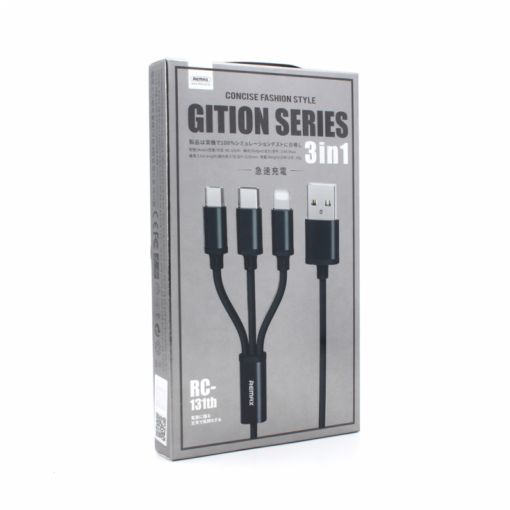 Data kabl REMAX Gition RC-131 3u1 za iPhone Lightning/Micro USB/Type C crni 1m - Image 2