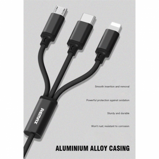 Data kabl REMAX Gition RC-131 3u1 za iPhone Lightning/Micro USB/Type C crni 1m - Image 3