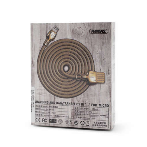 Data kabl REMAX King RC-063m micro USB zlatni 1m - Image 2