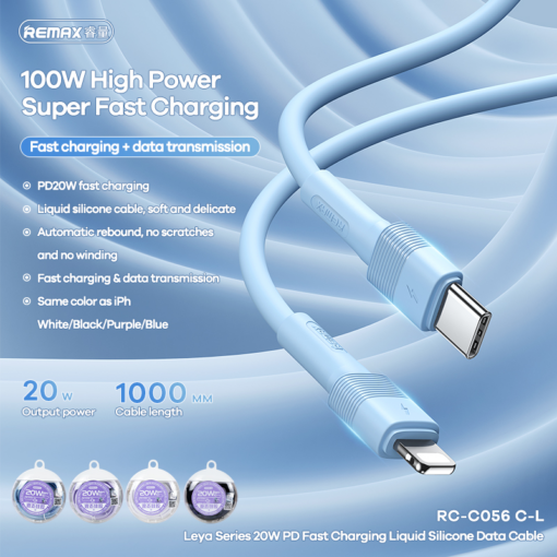Data kabl REMAX Leya Series PD 20W Fast Charging RC-C056 Type C na iPhone lightning beli - Image 2
