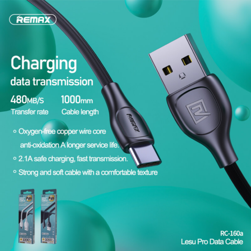 Data kabl REMAX RC-160a 2.1A Type C crni - Image 3