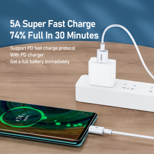 Data kabl REMAX RC-175c 100W PD Fast-charging Type C na Type C beli - Image 5