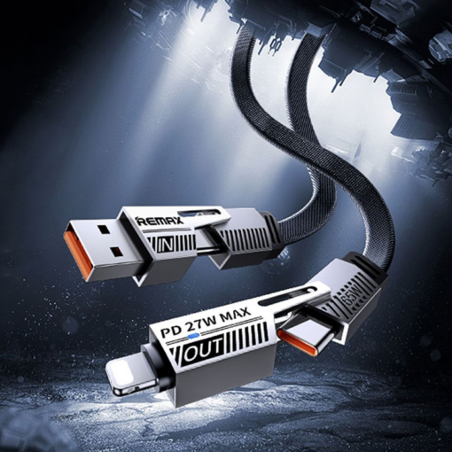 Data kabl REMAX RC-C189 PD 65W, QC 3.0 USB Lightning 27W, 2u1 crni 1m - Image 2