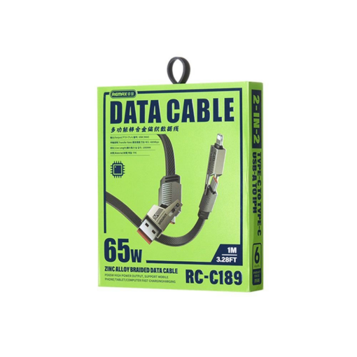 Data kabl REMAX RC-C189 PD 65W, QC 3.0 USB Lightning 27W, 2u1 crni 1m - Image 5