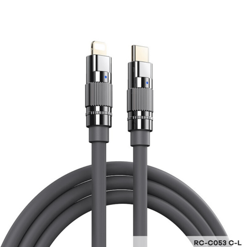 Data kabl REMAX Wefon 20W Zinc-Alloy Elastic with Light RC-C053 (type C-Lightning) siva