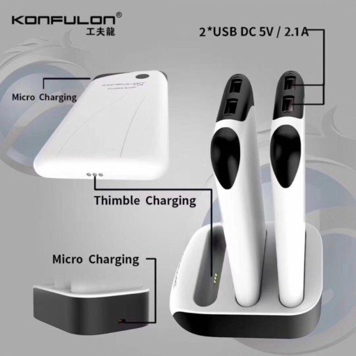 Dock station + 3x back up baterije KONFULON PS01 10000 mAh bele - Image 3