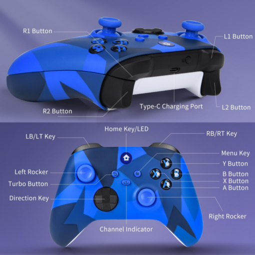 Joypad WIFI kontroler za XBOX One, XBOX X series, PC Windows, PS 3 mermerno plava - Image 3