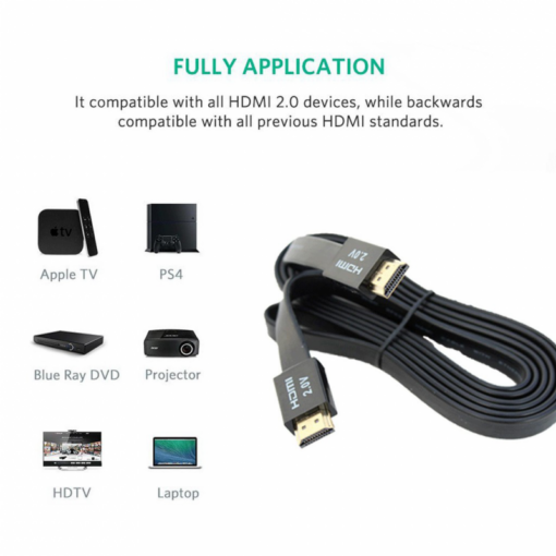 Kabl Flet HDMI na HDMI JWD-04 bakarni 2.0V Flat 1.5m - Image 3
