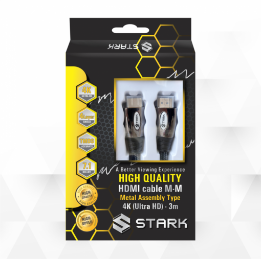 Kabl STARK HDMI M-M pozlacen 4K metalno kuciste 3m