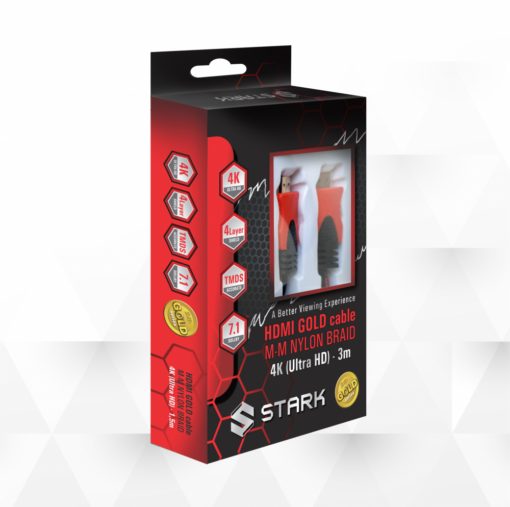 Kabl STARK HDMI M-M pozlacen 4K pleteni 3m - Image 2