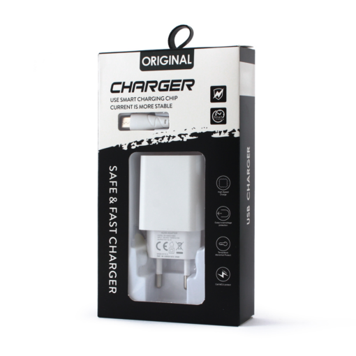 Kucni punjac 2.1A sa USB na Type C kablom CE beli - Image 3
