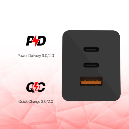 Kucni punjac Fantech CWG301 2xPD + QC 65W crni - Image 4