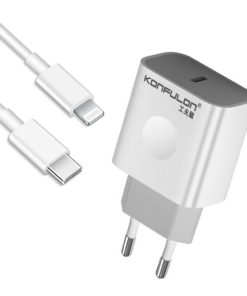 Kucni punjac KONFULON C69D+DC13 PD20W sa PD kablom Type C na iPhone lightning beli
