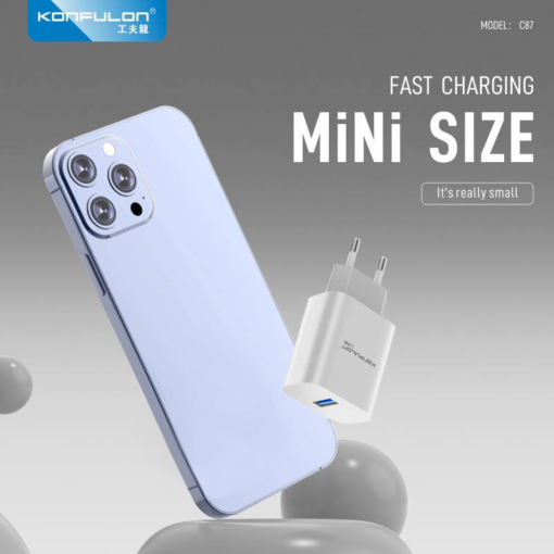Kucni punjac KONFULON C87, 3A, 15W, sa micro USB kablom white - Image 3