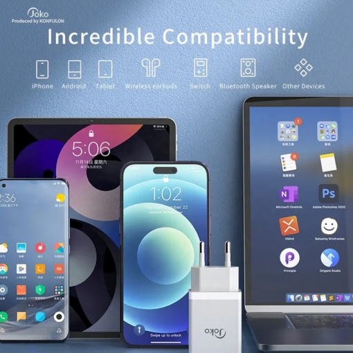Kucni punjac KONFULON JK77 2.4A sa iPhone lightning kablom beli 1m - Image 2