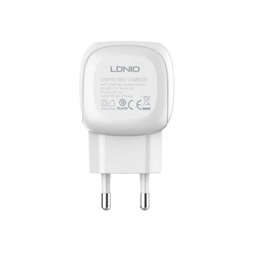 Kucni punjac LDNIO A1206C, PD 3.0, 27W, PPS, sa Type C na Type C kablom beli - Image 3