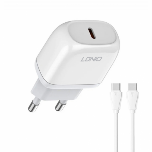 Kucni punjac LDNIO A1209C PD, 20W sa Type C na Type C kablom beli - Image 3