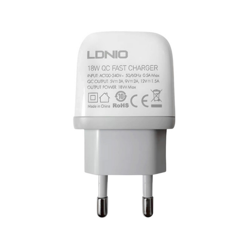Kucni punjac LDNIO A1209Q QC3.0, 18W sa Type C kablom beli - Image 3