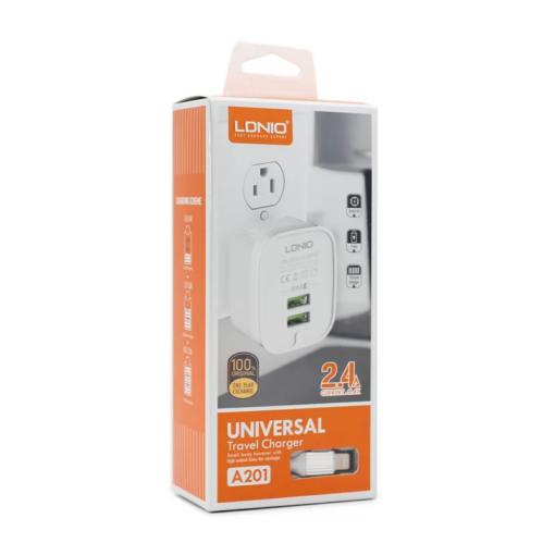 Kucni punjac LDNIO A201 2xUSB 2.4A Type C beli - Image 4