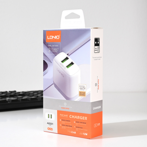 Kucni punjac LDNIO A2221 2xUSB, 12W beli - Image 3