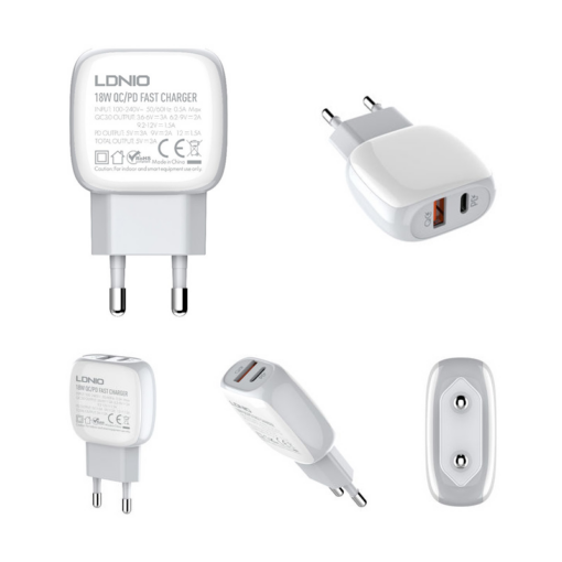 Kucni punjac LDNIO A2313C, PD QC3.0, 18W, sa Type C kablom beli - Image 3