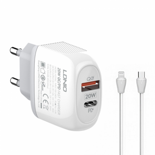 Kucni punjac LDNIO A2316C, PD 20W,  QC3.0 18W, sa Type C na Iphone lightning kablom beli - Image 4