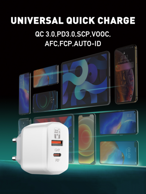 Kucni punjac LDNIO A2421C 22.5W PD + Fast Charger sa Type C na iPhone lightning kablom beli - Image 4