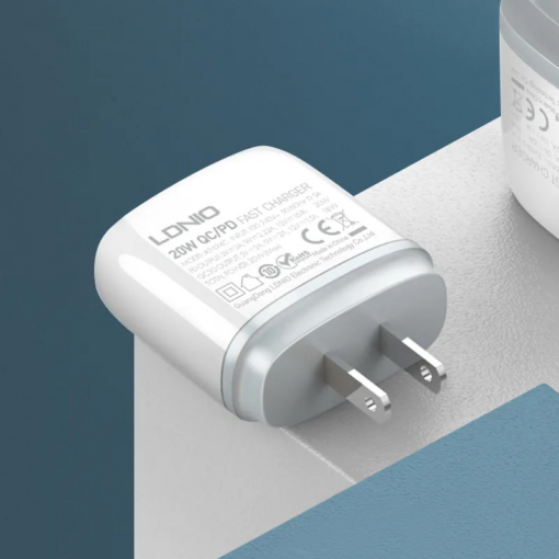 Kucni punjac LDNIO A2424C, PD 20W QC3.0 18W, sa IPhone lightning kablom beli - Image 2
