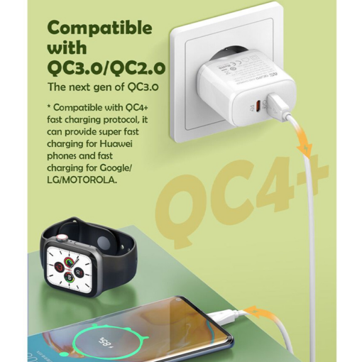 Kucni punjac LDNIO A2526C PD, QC4+, QC3.0, PPS 45W Type C na Lightning - Image 5
