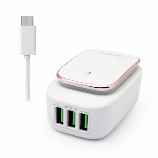 Kucni punjac LDNIO A3305 3xUSB 5V 3.4A sa micro USB kablom beli - Image 2