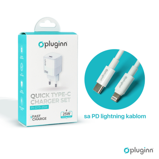 Kucni punjac Pluginn PI-D73-25w, PD 3.0, PPS, 25W sa PD iPhone lightning kablom beli CE - Image 3