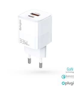 Kucni punjac Pluginn PI-D73-33w, GaN, QC3.0 PD3.0, PPS, USB-PD 20W+33W, 53W (total) beli CE