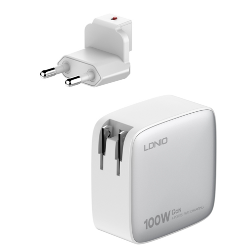 Kucni punjac sa adapterima LDNIO Q408 GaN PPS QC3.0 (30W), 3xPD3.0 (100W), 100W Max, sa Type C na Type C kablom beli - Image 2