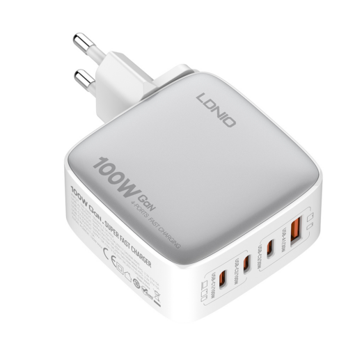 Kucni punjac sa adapterima LDNIO Q408 GaN PPS QC3.0 (30W), 3xPD3.0 (100W), 100W Max, sa Type C na Type C kablom beli - Image 3