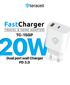 Kucni punjac Teracell Evolution TC-15GP, QC 3.0, PD 3.0, 20W sa PD iPhone lightning kablom beli CE