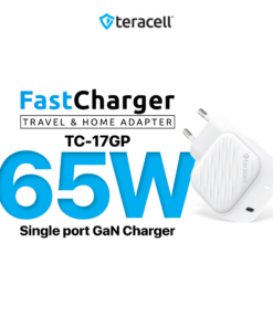 Kucni punjac Teracell Evolution TC-17GP, GaN, PPS, PD 3.0, 65W sa PD iPhone lightning kablom beli CE