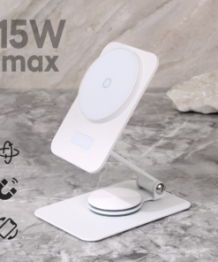 Kucni punjac Wireless 15W rotirajuci beli