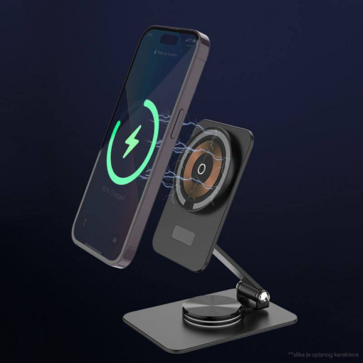 Kucni punjac Wireless 15W rotirajuci beli - Image 3