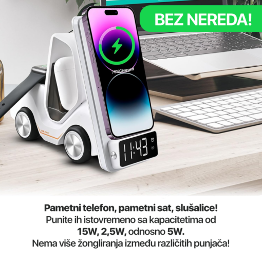 Kucni punjac Wireless 15W Viljuskar 5 u 1 sivi - Image 3