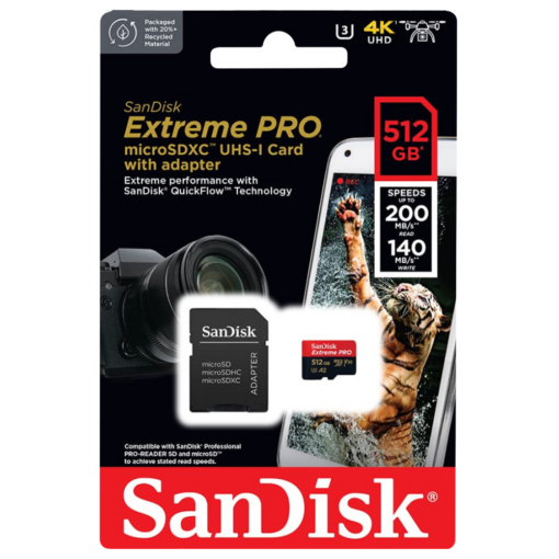 Mem.Kartica SanDisk SDXC Extreme Pro micro 512GB 200MB/s A2 UHS-I U3 V30+adapter - Image 2