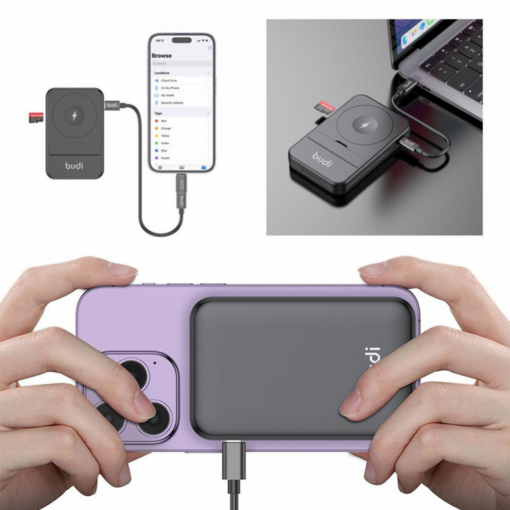 Multifunkcionalni box wireless punjac Budi Magsafe 15W 14 u 1 crni - Image 5