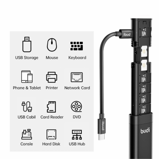 Multifunkcionalni citac adapter Budi USB-C 3.0 DC516B crni - Image 3