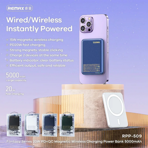 Power bank prenosiva baterija Magsafe REMAX RPP-509 Fantasy Series PD 20W + Wireless 15W Fast Charging 5000mAh beli - Image 2