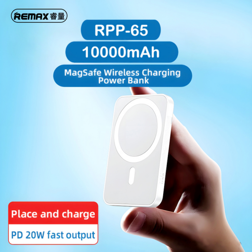 Power bank prenosiva baterija Magsafe REMAX Usion Series RPP-65 PD 20W + QC 15W Fast Charging 10000mAh plavi - Image 2