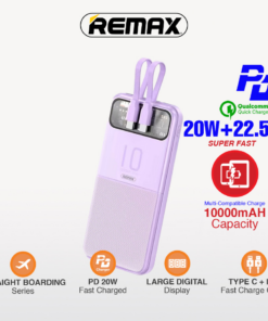 Power bank prenosiva baterija REMAX Stervui Series RPP-619 PD 20W+ QC 22.5W 10000mAh ljubicasti